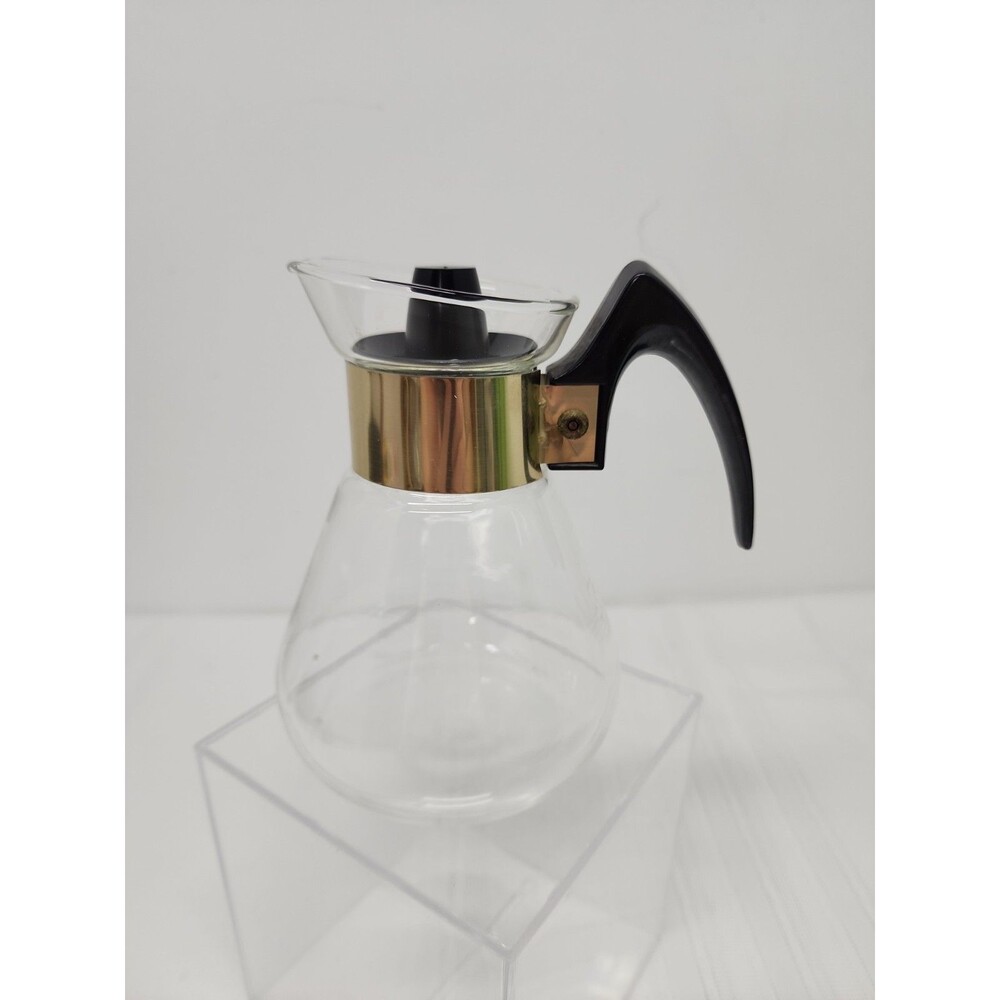 MCM Corning Tabletop 2 Cup Mini Coffee Carafe Heat-Proof Glass Atomic Space-Age